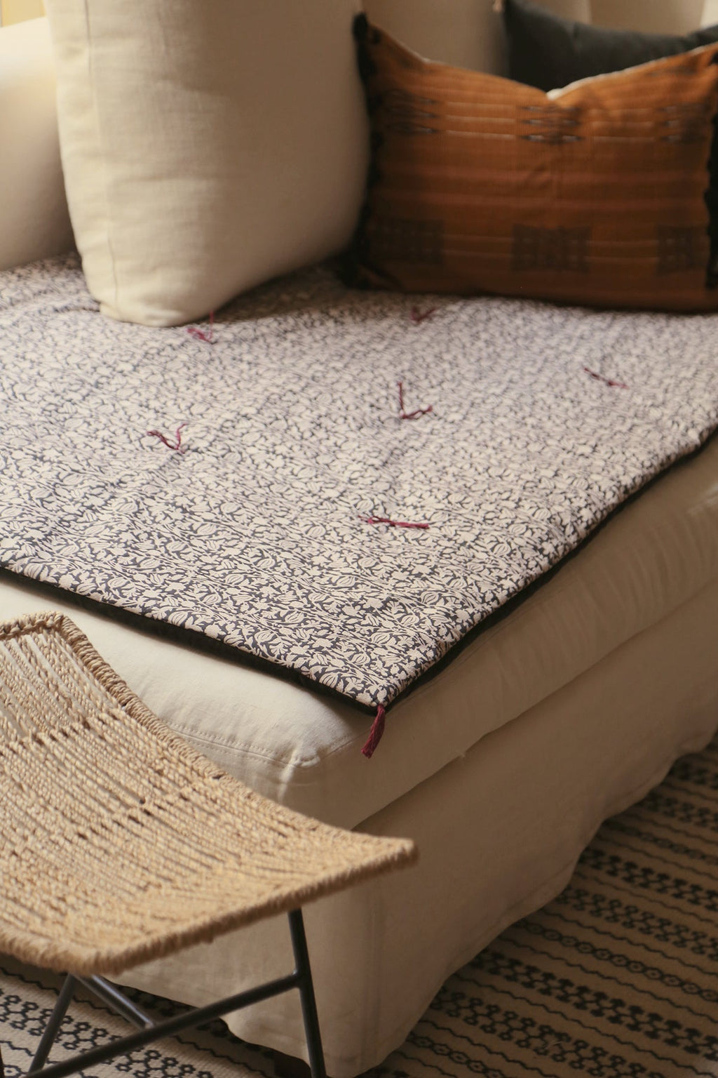 Velvet and cotton sofa cover