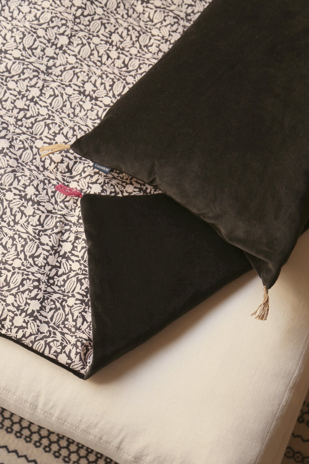 Velvet and cotton sofa cover