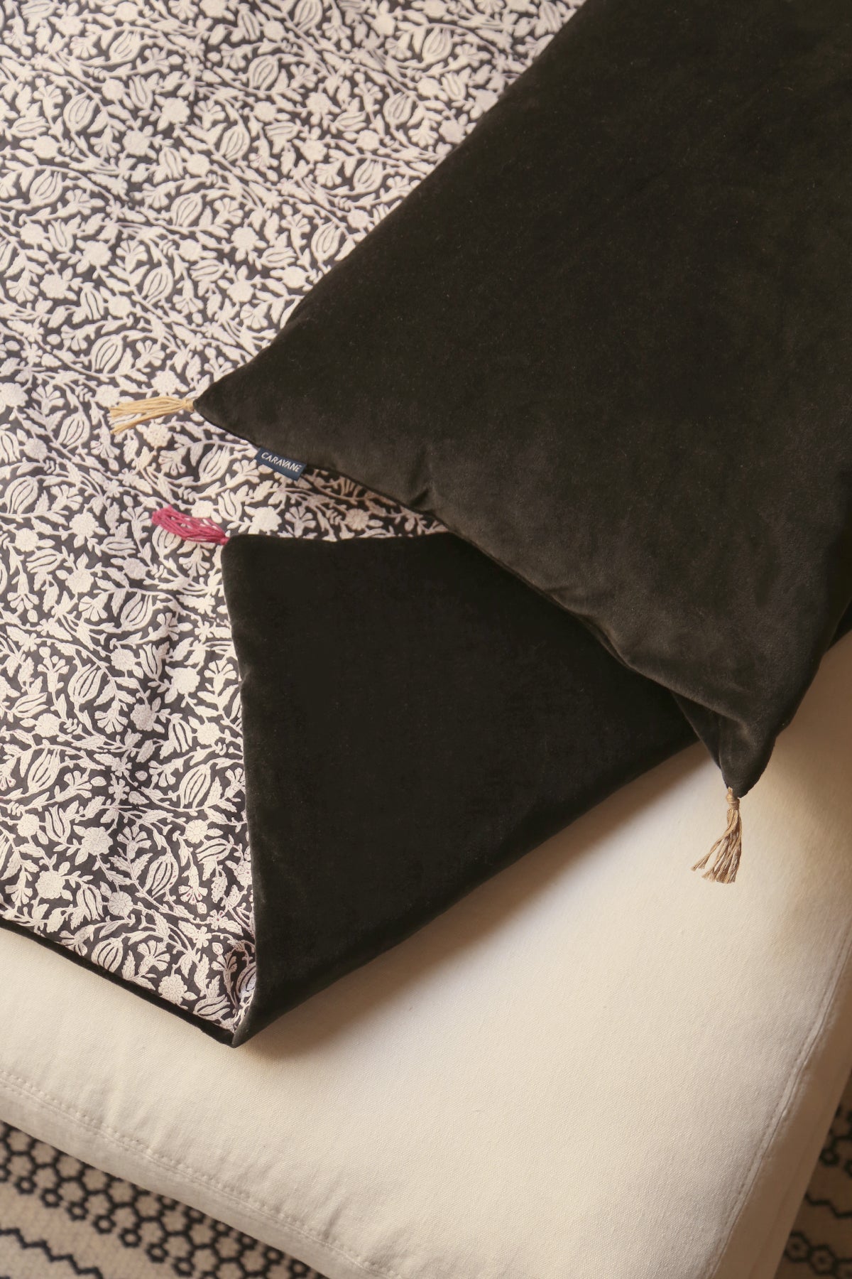 Velvet and cotton sofa cover