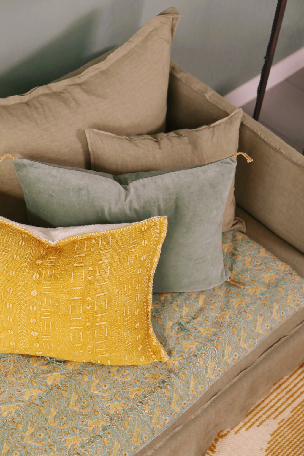 Velvet and cotton sofa cover
