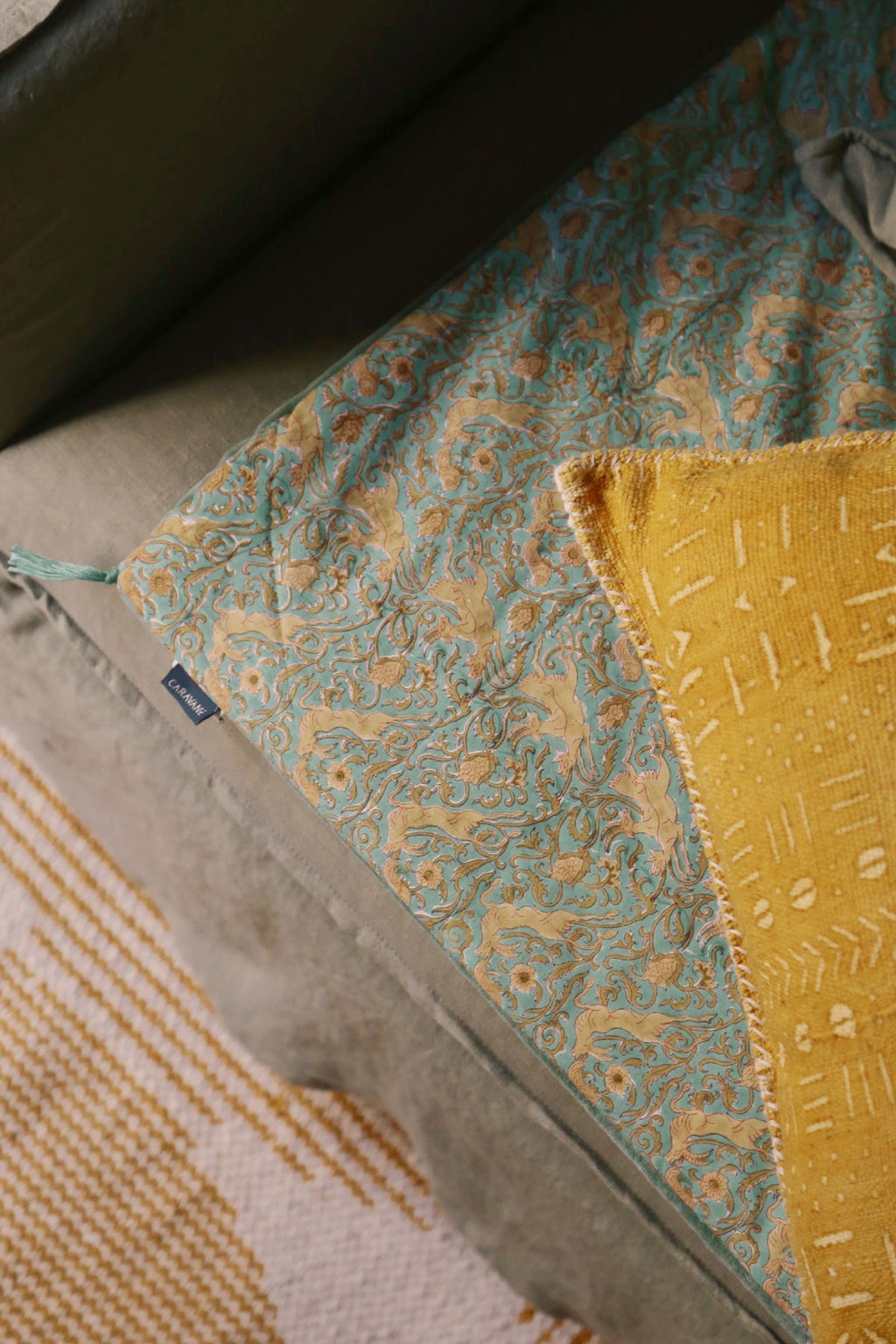 Velvet and cotton sofa cover