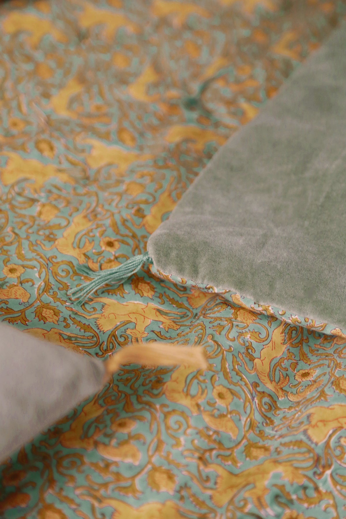 Velvet and cotton sofa cover