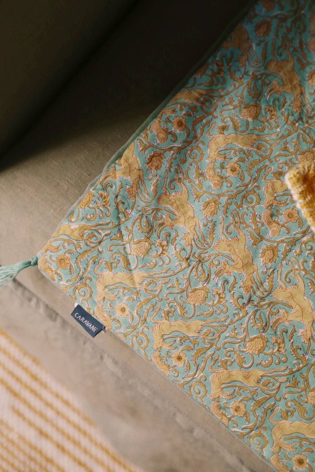 Velvet and cotton sofa cover