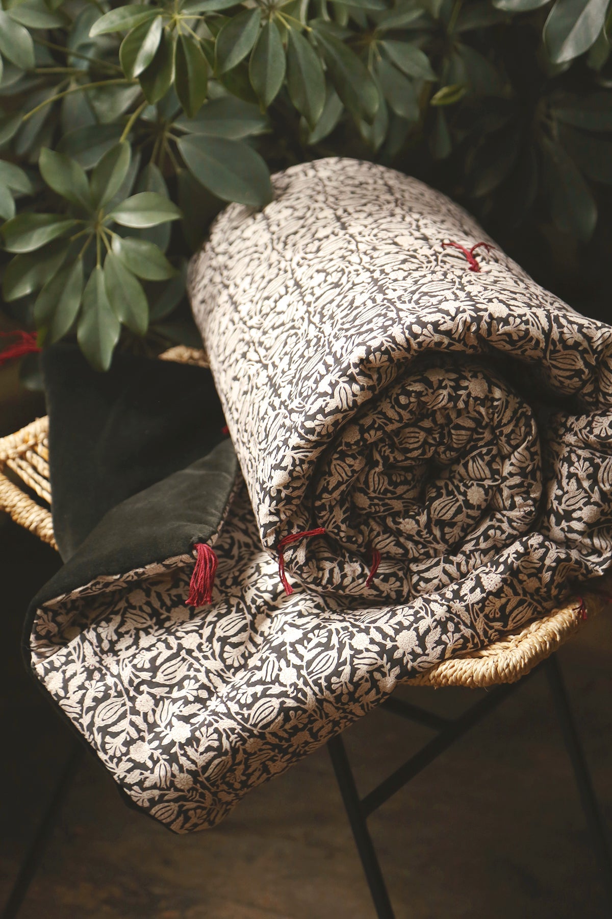 Velvet and cotton sofa cover