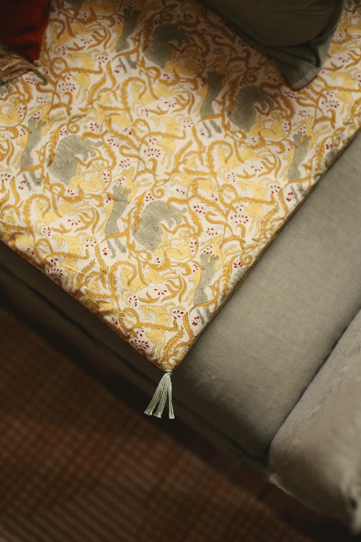 Velvet and cotton sofa cover