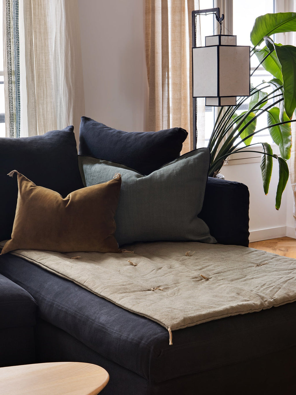 Linen sofa cover