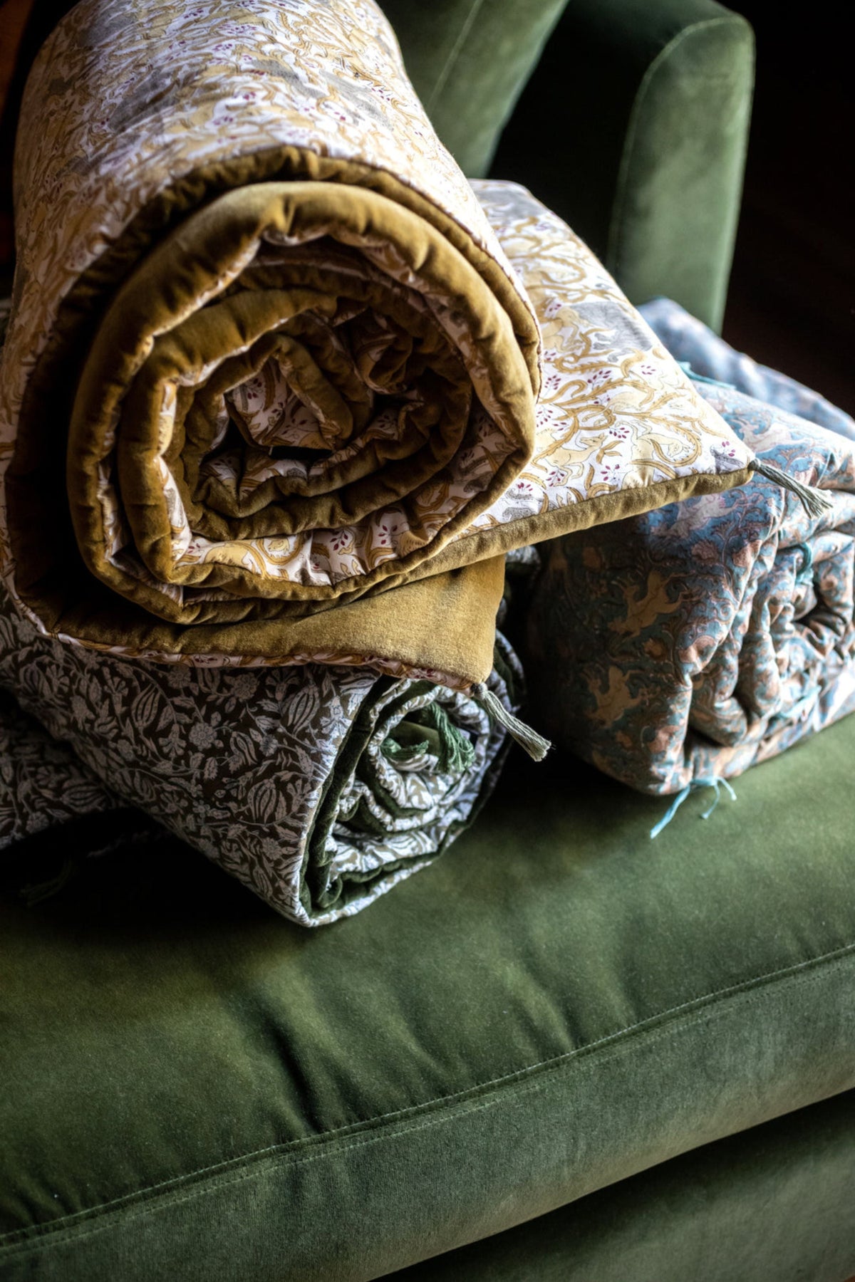 Velvet and cotton sofa cover