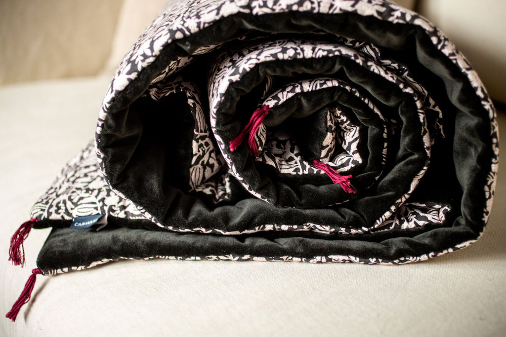 Velvet and cotton sofa cover